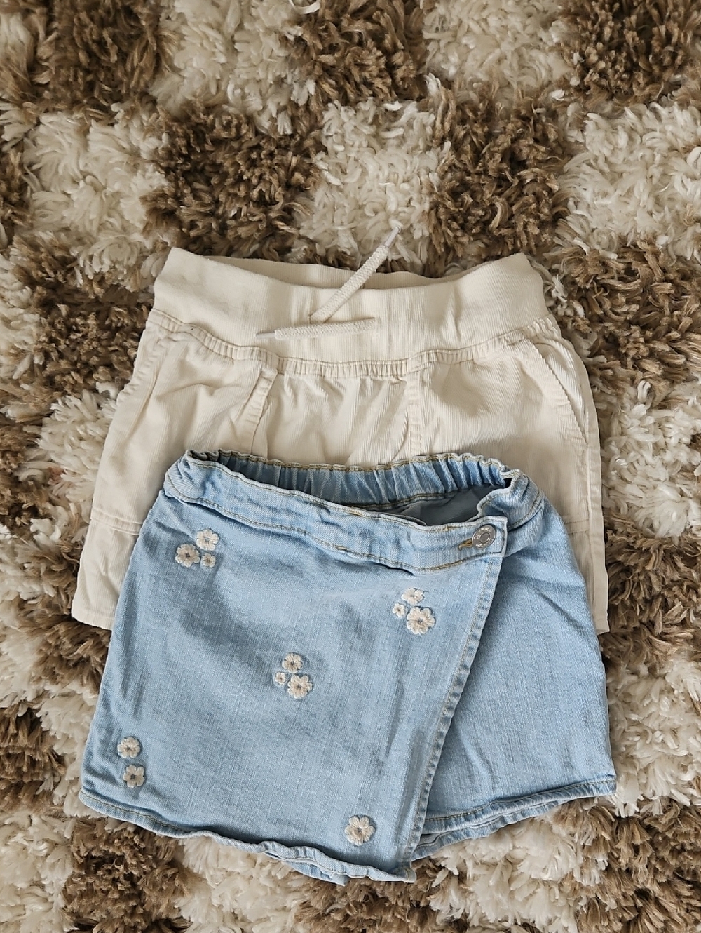 Oshkosh & Carters Light Blue Denim Floral Skort + Cream Skirt | 4T